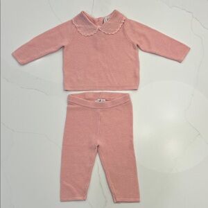 Janie and Jack Pink Baby Sweater and Pants Set, size 6-12 months